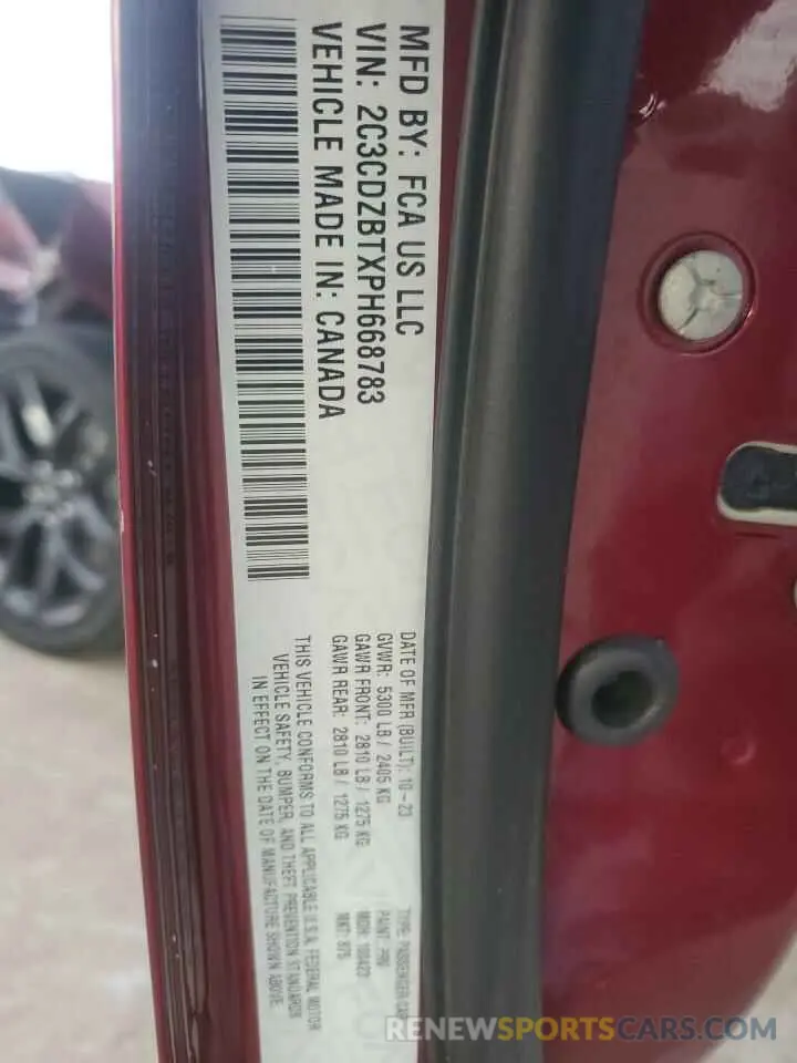 14 Photograph of a damaged car 2C3CDZBTXPH668783 DODGE CHALLENGER 2023