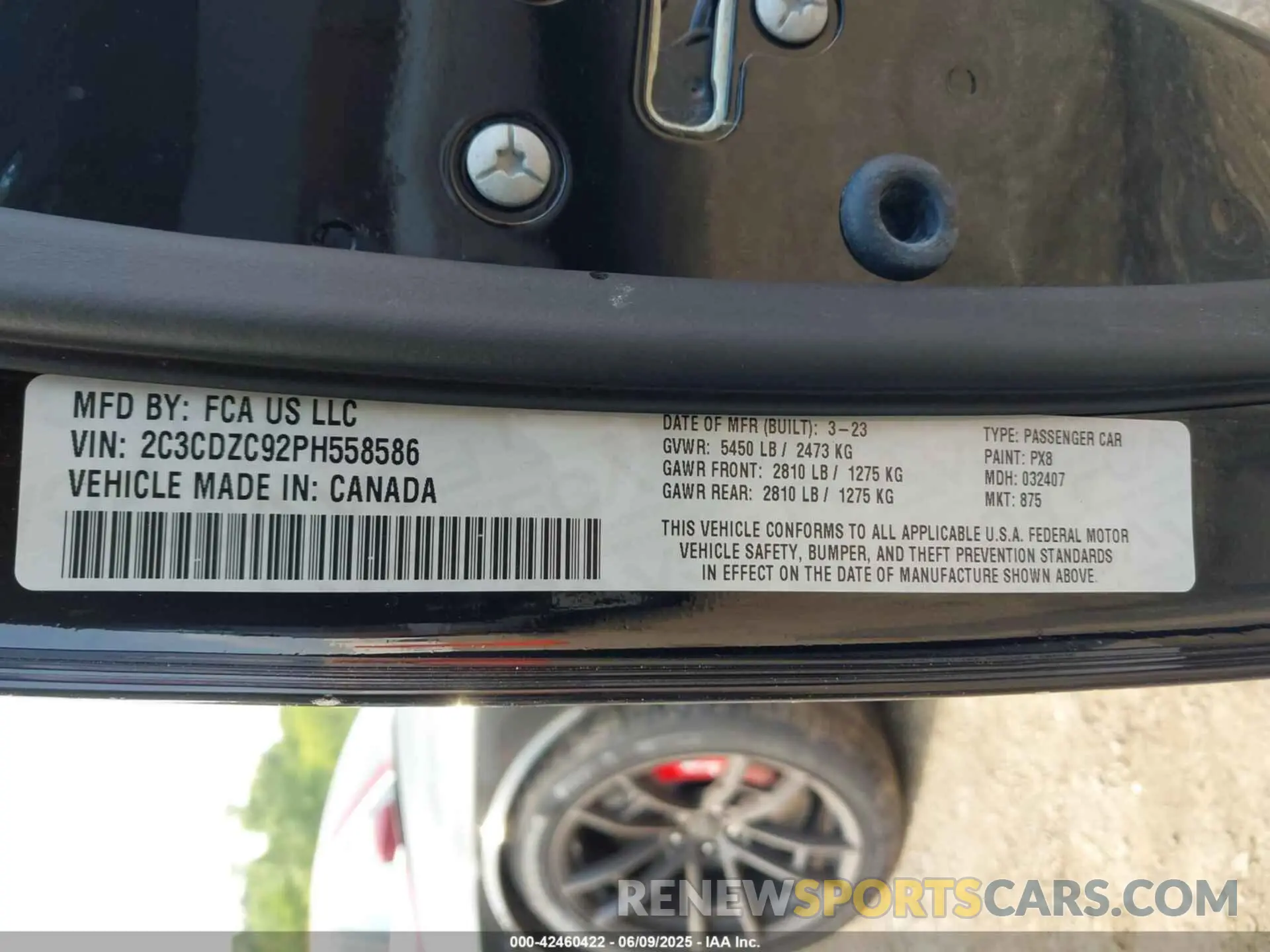 9 Photograph of a damaged car 2C3CDZC92PH558586 DODGE CHALLENGER 2023