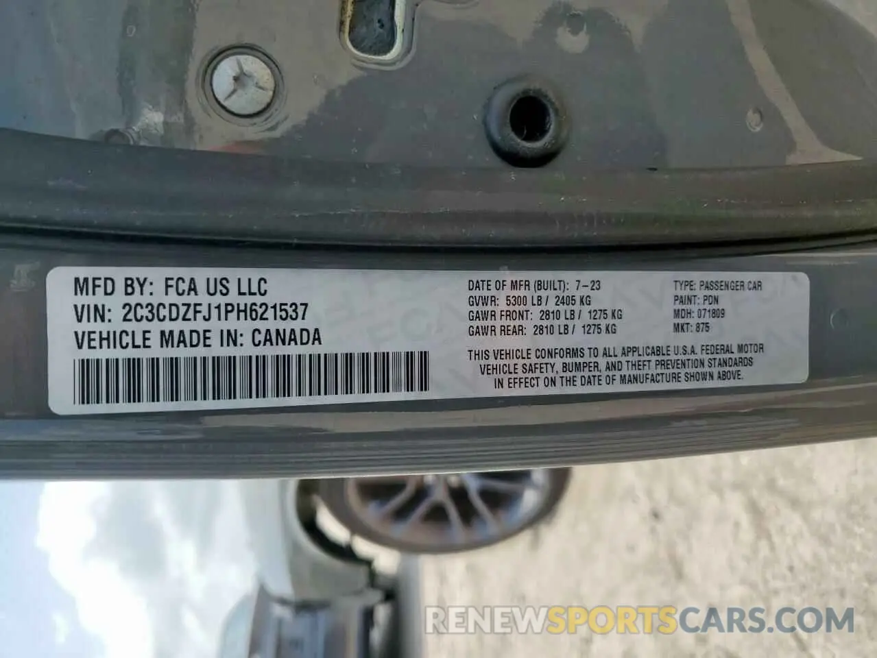 12 Photograph of a damaged car 2C3CDZFJ1PH621537 DODGE CHALLENGER 2023