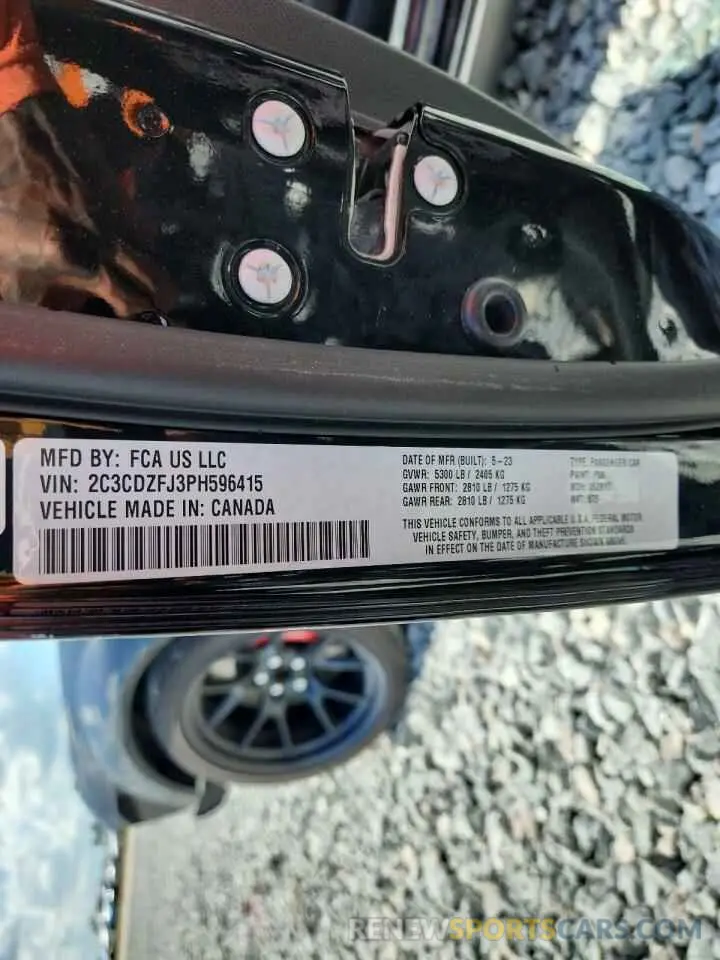 13 Photograph of a damaged car 2C3CDZFJ3PH596415 DODGE CHALLENGER 2023