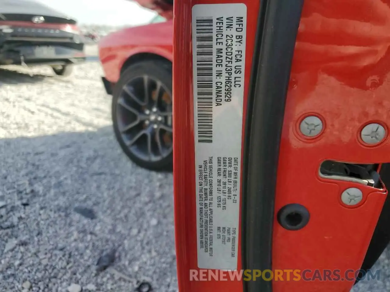12 Photograph of a damaged car 2C3CDZFJ3PH629929 DODGE CHALLENGER 2023