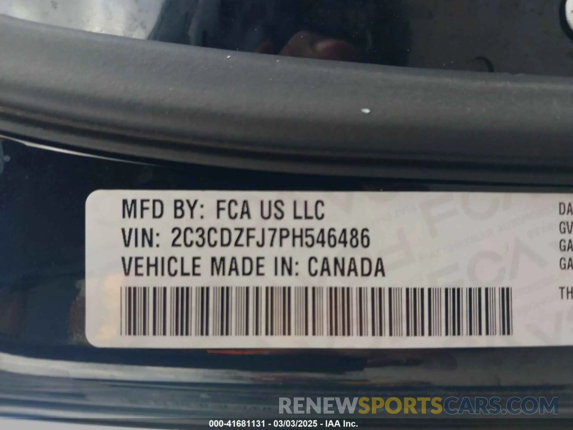 9 Photograph of a damaged car 2C3CDZFJ7PH546486 DODGE CHALLENGER 2023