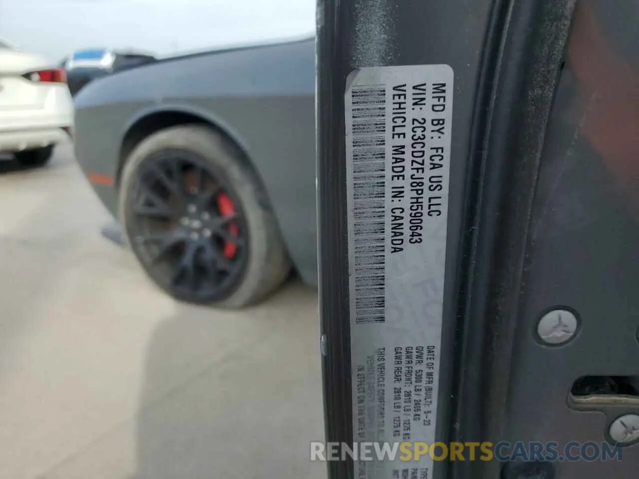13 Photograph of a damaged car 2C3CDZFJ8PH590643 DODGE CHALLENGER 2023