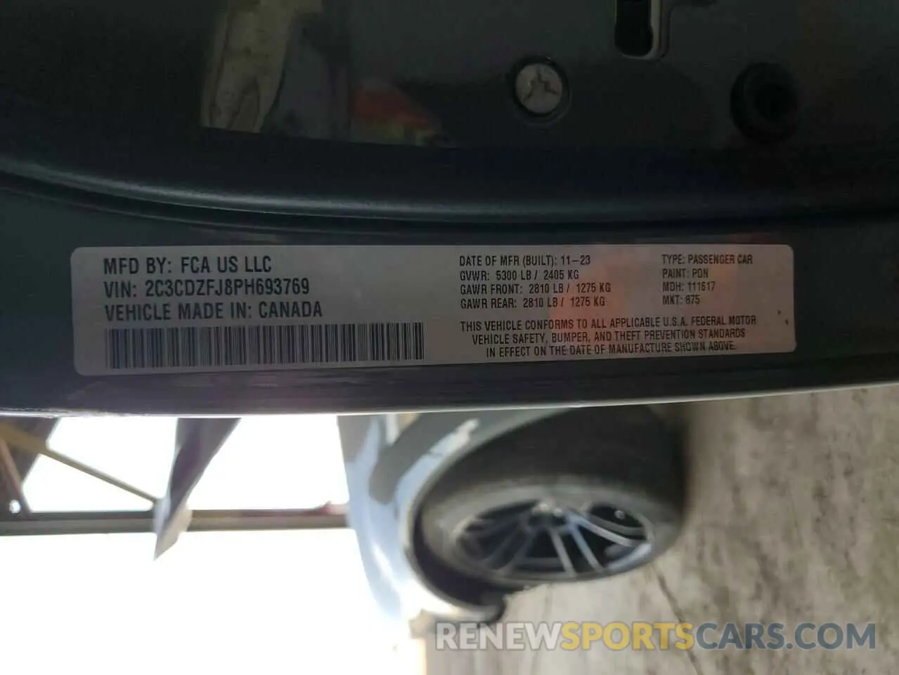 14 Photograph of a damaged car 2C3CDZFJ8PH693769 DODGE CHALLENGER 2023