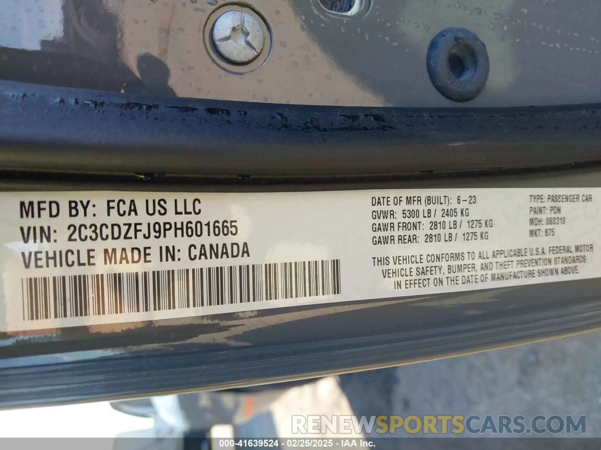 9 Photograph of a damaged car 2C3CDZFJ9PH601665 DODGE CHALLENGER 2023
