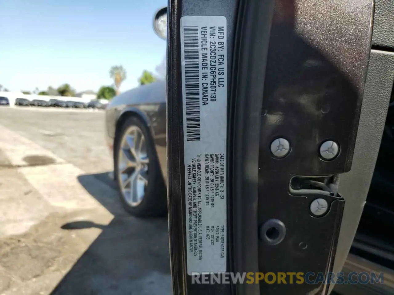 13 Photograph of a damaged car 2C3CDZJG6PH507139 DODGE CHALLENGER 2023