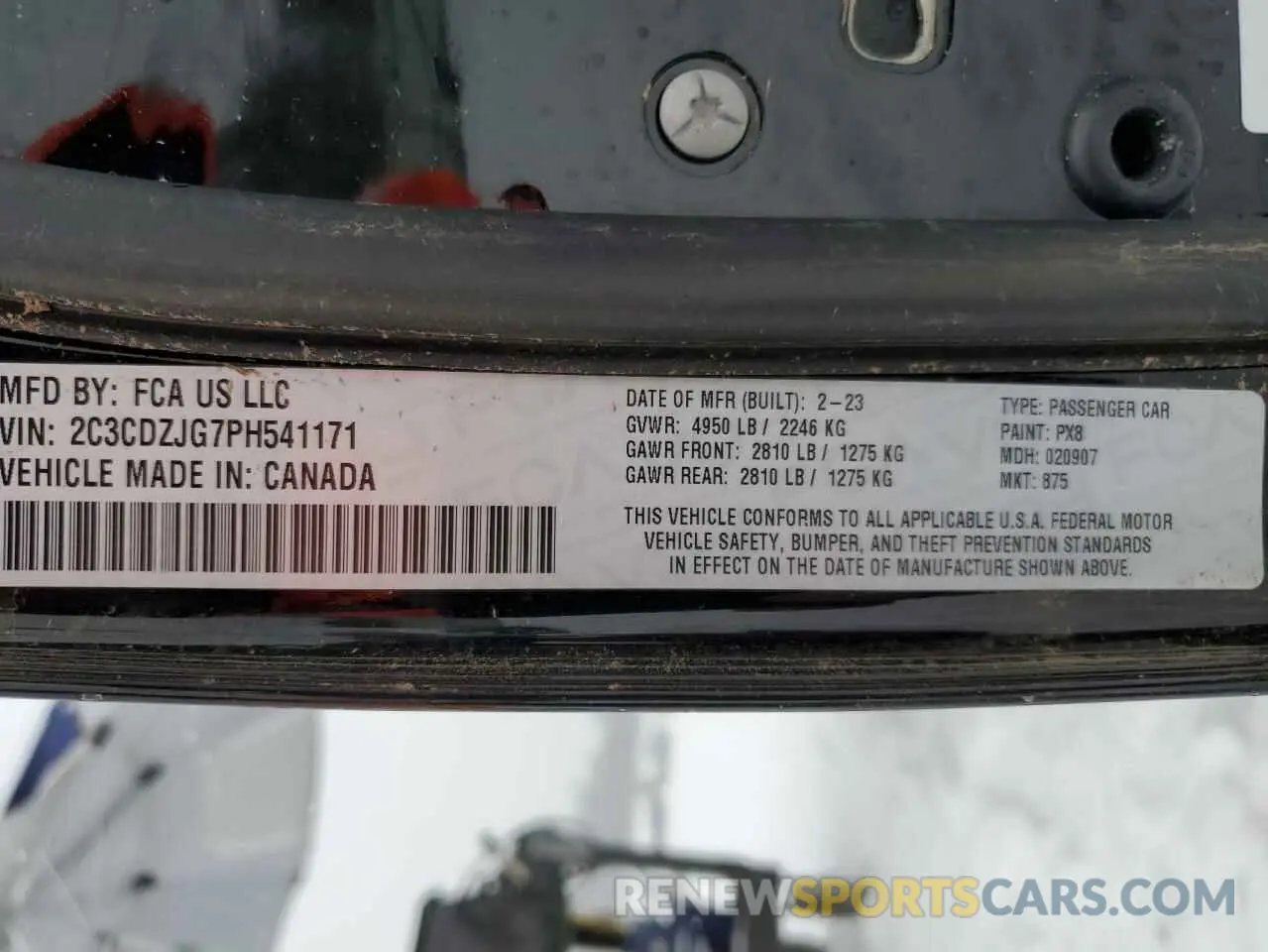 12 Photograph of a damaged car 2C3CDZJG7PH541171 DODGE CHALLENGER 2023