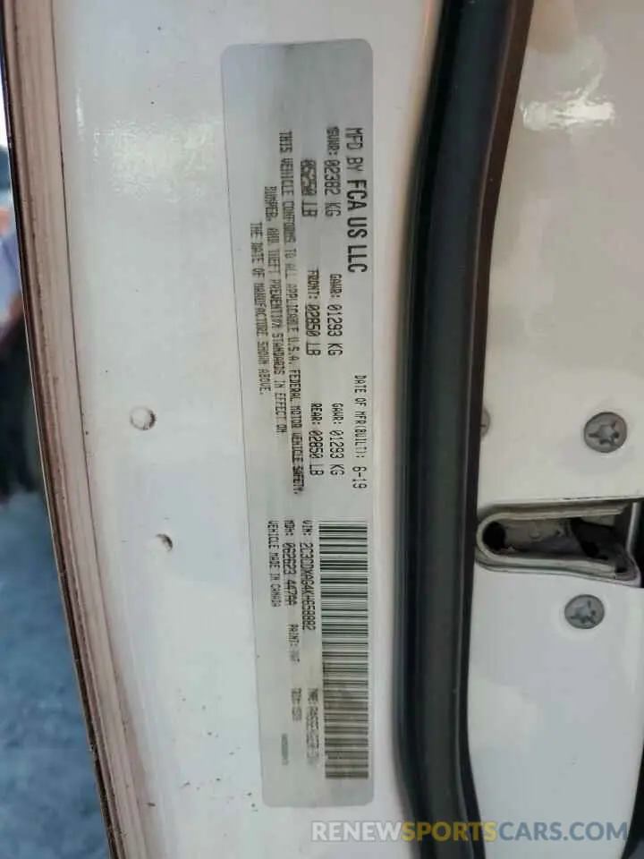 12 Photograph of a damaged car 2C3CDXAG4KH658882 DODGE CHARGER 2019