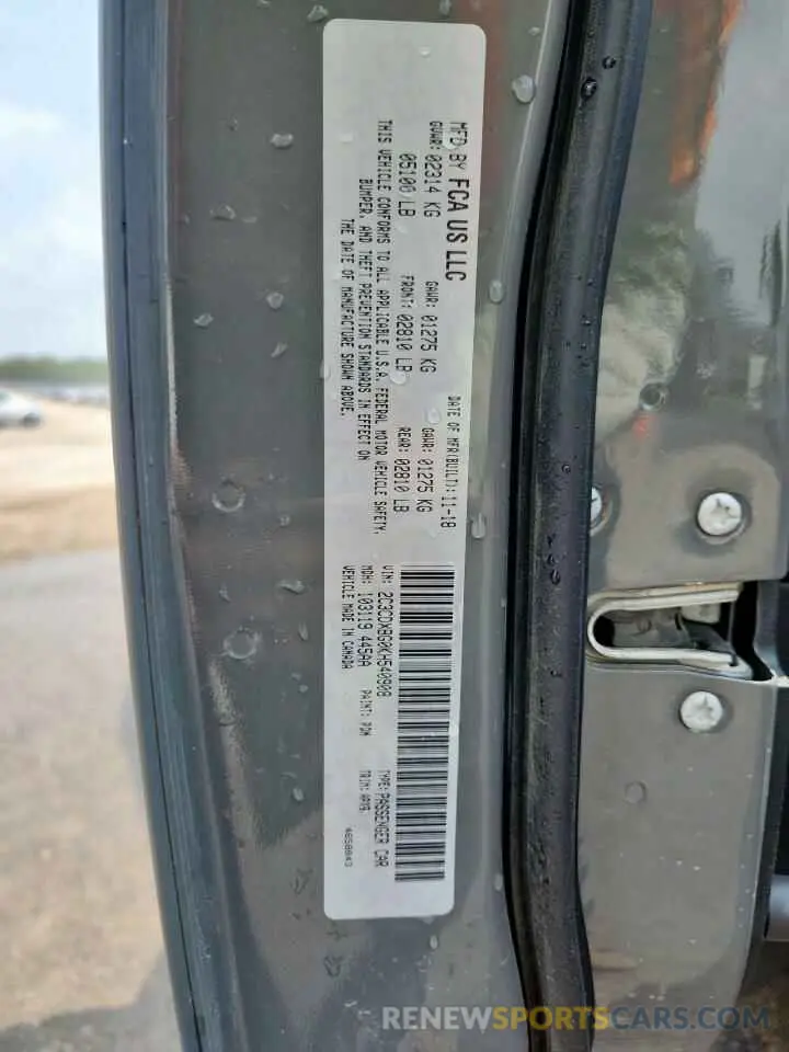 13 Photograph of a damaged car 2C3CDXBG0KH540908 DODGE CHARGER 2019