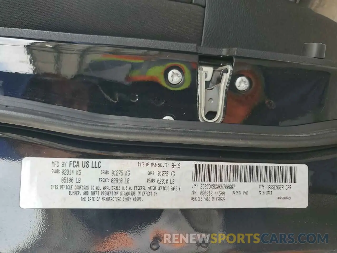 12 Photograph of a damaged car 2C3CDXBG0KH700687 DODGE CHARGER 2019