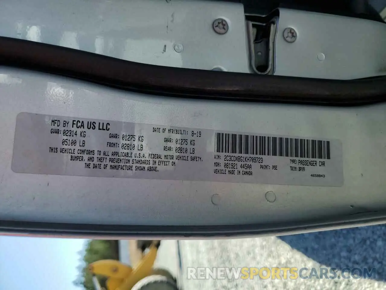 14 Photograph of a damaged car 2C3CDXBG1KH709723 DODGE CHARGER 2019