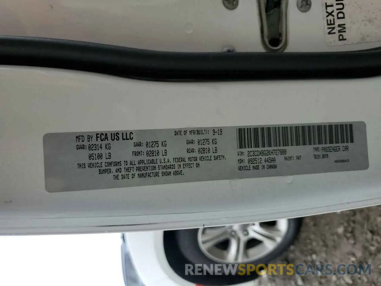 13 Photograph of a damaged car 2C3CDXBG2KH727888 DODGE CHARGER 2019