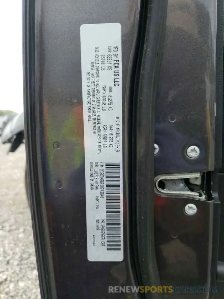 13 Photograph of a damaged car 2C3CDXBG2KH743640 DODGE CHARGER 2019