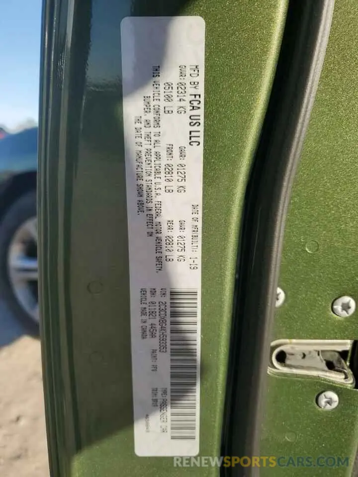 12 Photograph of a damaged car 2C3CDXBG4KH593353 DODGE CHARGER 2019