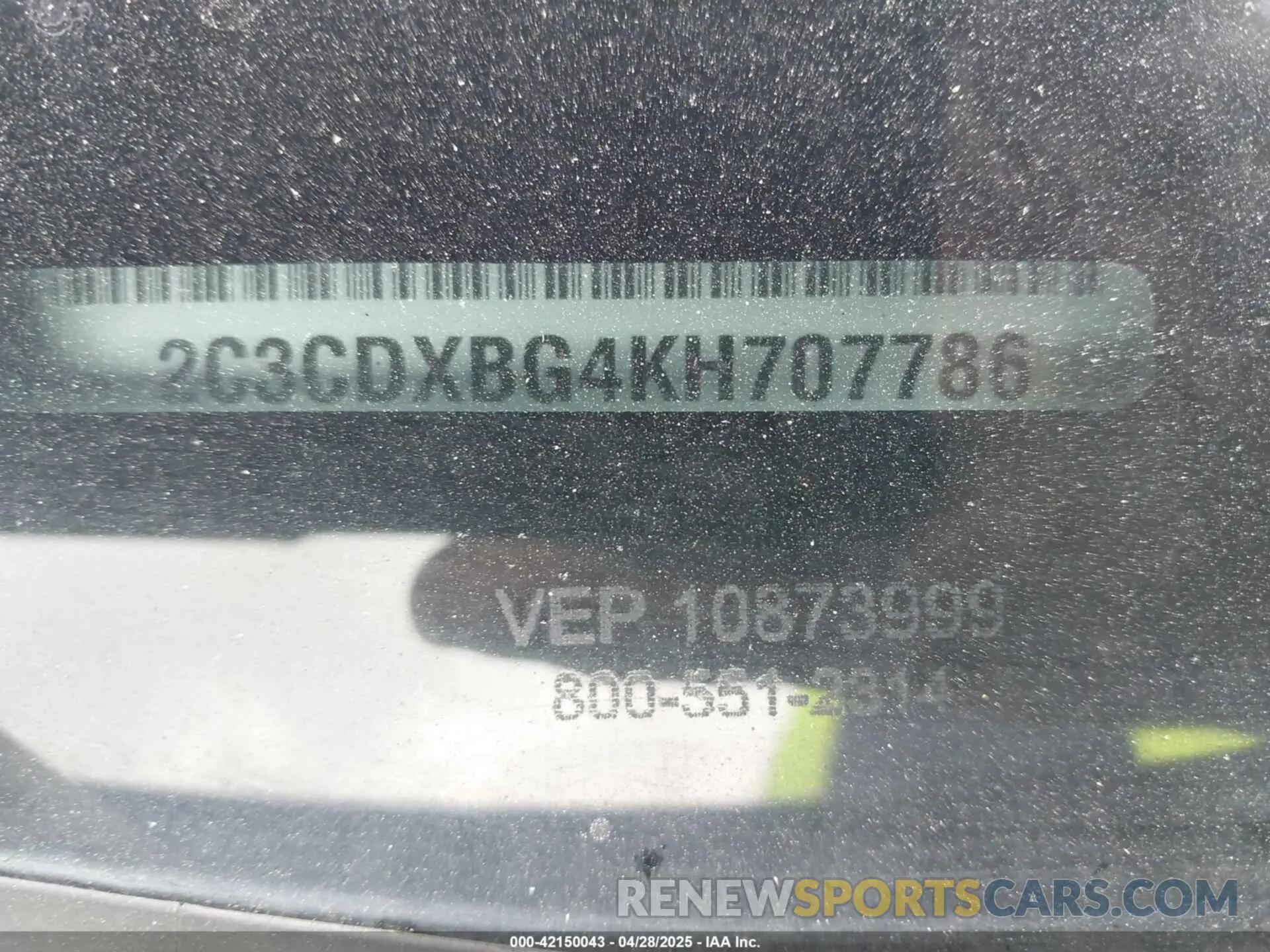 9 Photograph of a damaged car 2C3CDXBG4KH707786 DODGE CHARGER 2019