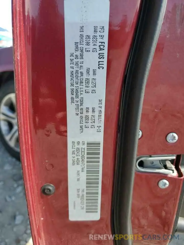 12 Photograph of a damaged car 2C3CDXBG4KH717444 DODGE CHARGER 2019