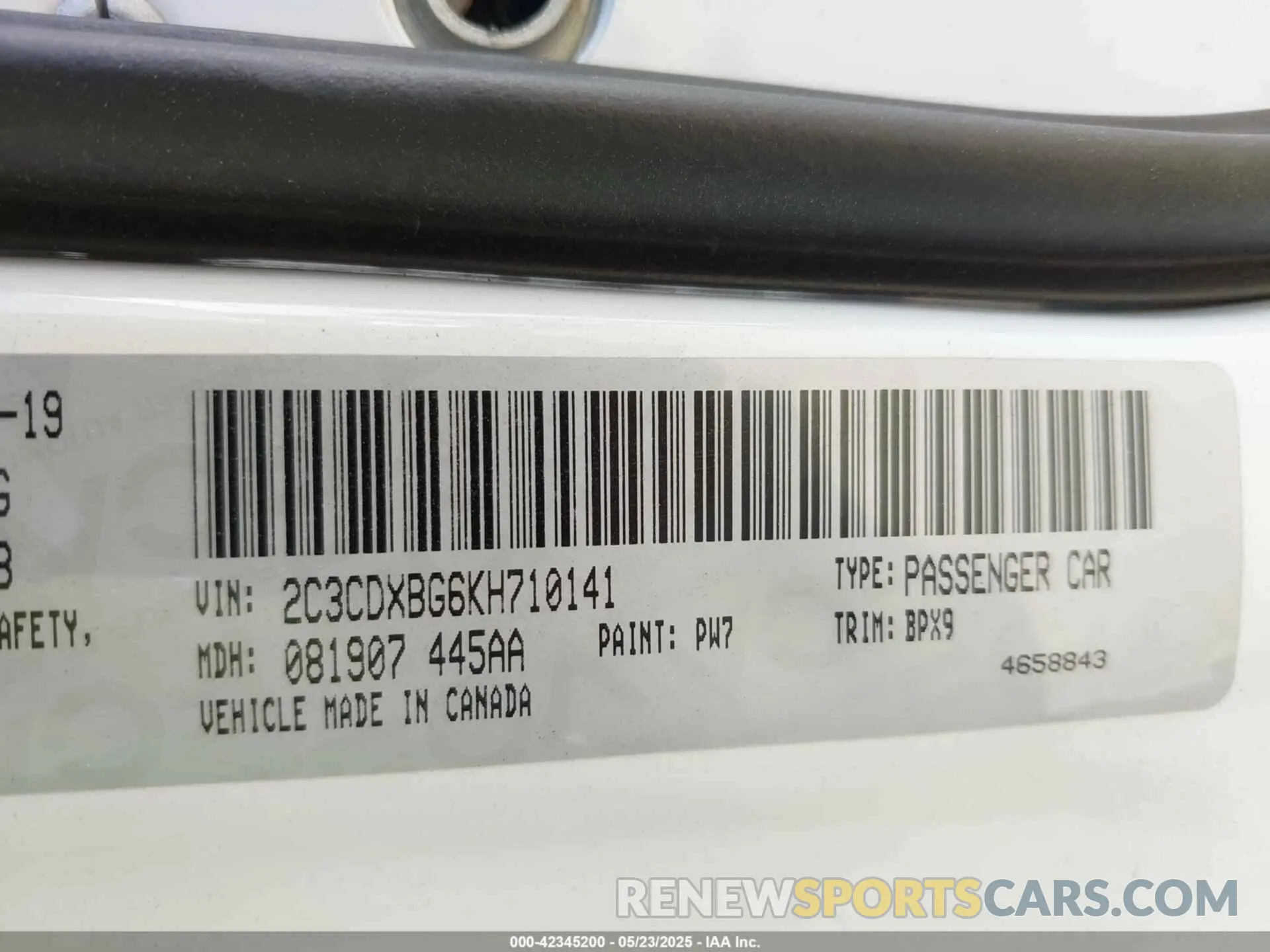 9 Photograph of a damaged car 2C3CDXBG6KH710141 DODGE CHARGER 2019