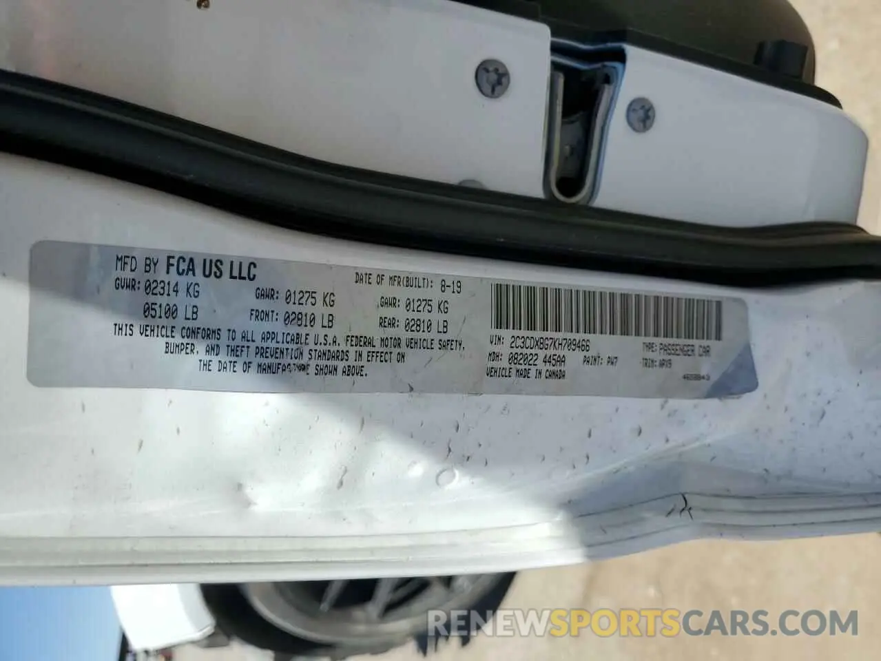 12 Photograph of a damaged car 2C3CDXBG7KH709466 DODGE CHARGER 2019