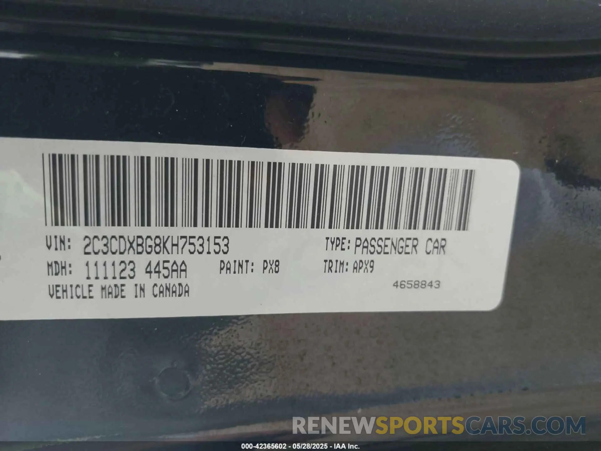 9 Photograph of a damaged car 2C3CDXBG8KH753153 DODGE CHARGER 2019