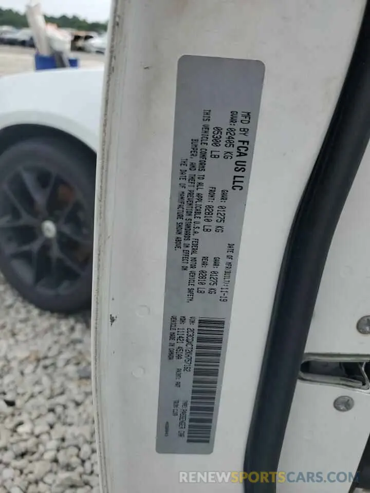 12 Photograph of a damaged car 2C3CDXCT2KH757162 DODGE CHARGER 2019