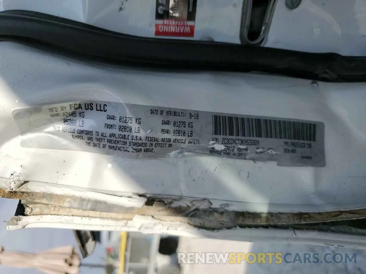 12 Photograph of a damaged car 2C3CDXCT3KH526920 DODGE CHARGER 2019