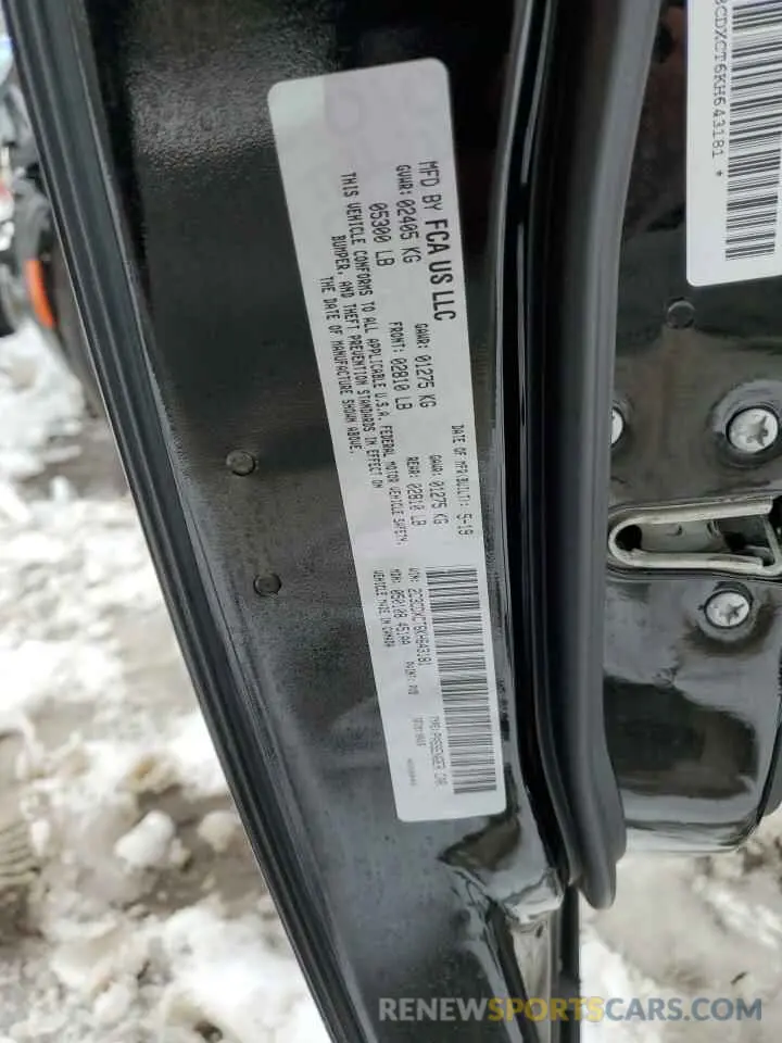 14 Photograph of a damaged car 2C3CDXCT6KH643181 DODGE CHARGER 2019