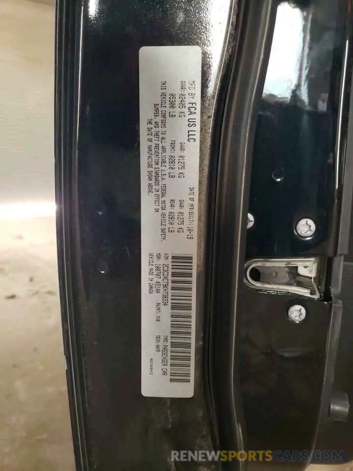 12 Photograph of a damaged car 2C3CDXCT9KH738334 DODGE CHARGER 2019