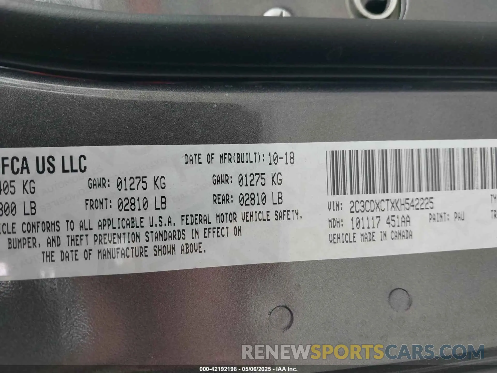 9 Photograph of a damaged car 2C3CDXCTXKH542225 DODGE CHARGER 2019