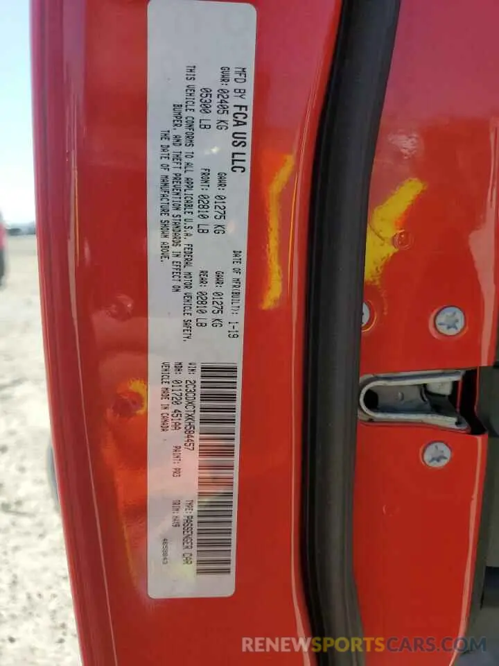 14 Photograph of a damaged car 2C3CDXCTXKH584457 DODGE CHARGER 2019