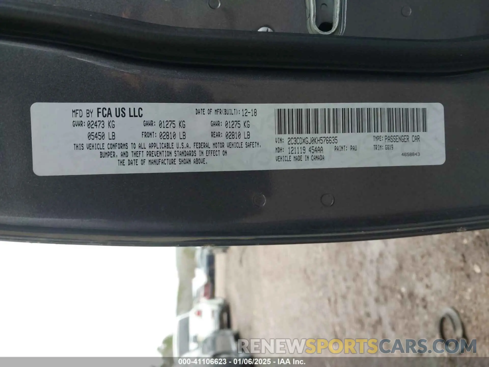 9 Photograph of a damaged car 2C3CDXGJ0KH576635 DODGE CHARGER 2019