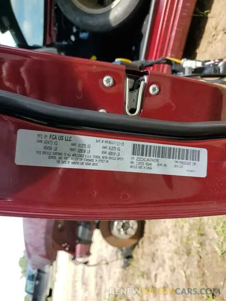 12 Photograph of a damaged car 2C3CDXGJ4KH742395 DODGE CHARGER 2019