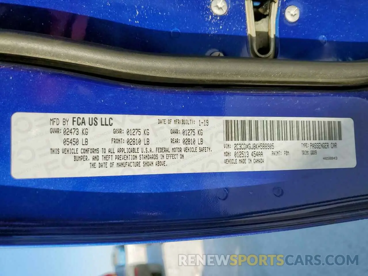 14 Photograph of a damaged car 2C3CDXGJ8KH588905 DODGE CHARGER 2019