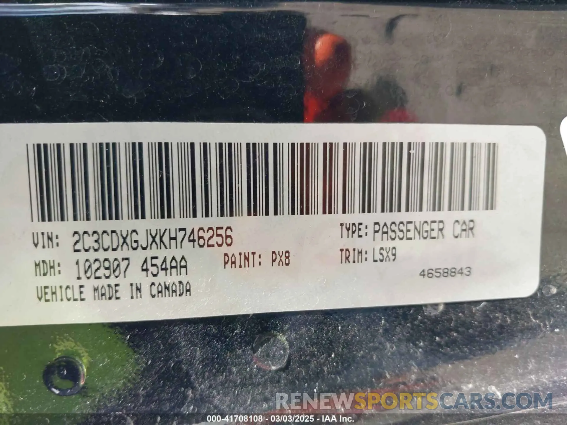 9 Photograph of a damaged car 2C3CDXGJXKH746256 DODGE CHARGER 2019