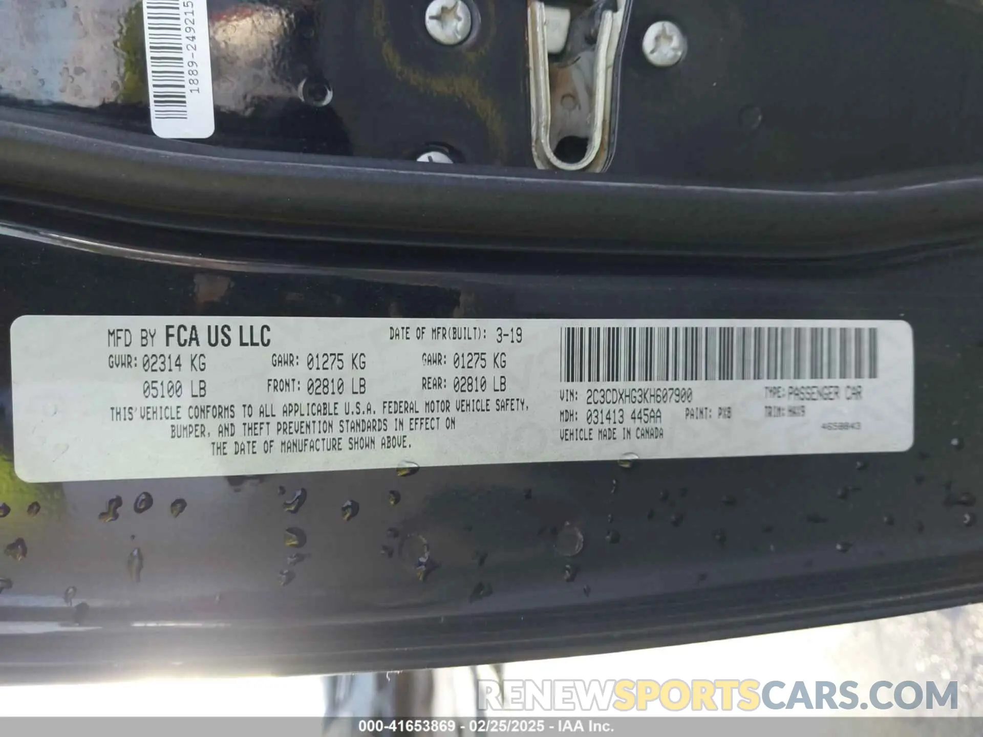 9 Photograph of a damaged car 2C3CDXHG3KH607900 DODGE CHARGER 2019