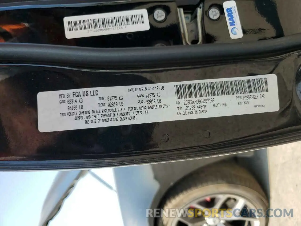 13 Photograph of a damaged car 2C3CDXHG6KH567196 DODGE CHARGER 2019