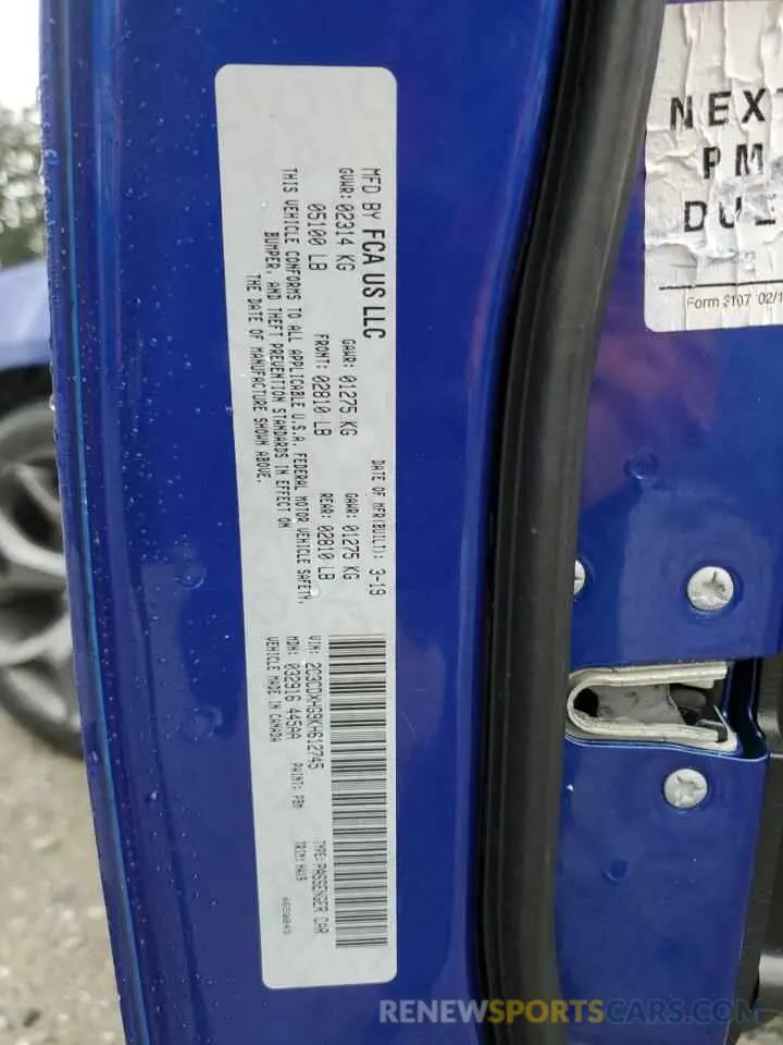 14 Photograph of a damaged car 2C3CDXHG9KH612745 DODGE CHARGER 2019