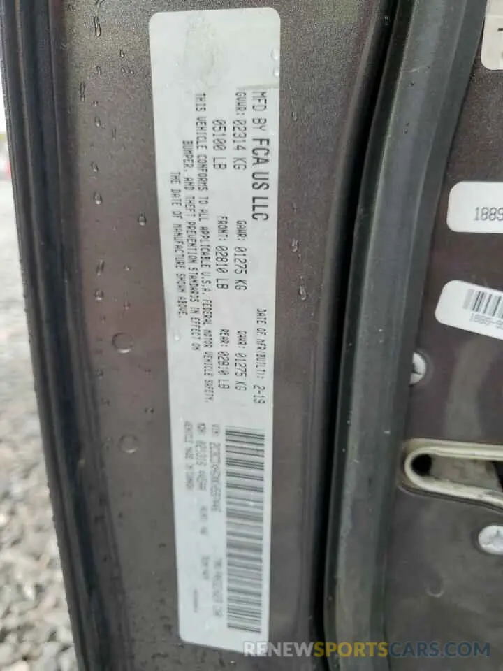 12 Photograph of a damaged car 2C3CDXHGXKH597446 DODGE CHARGER 2019