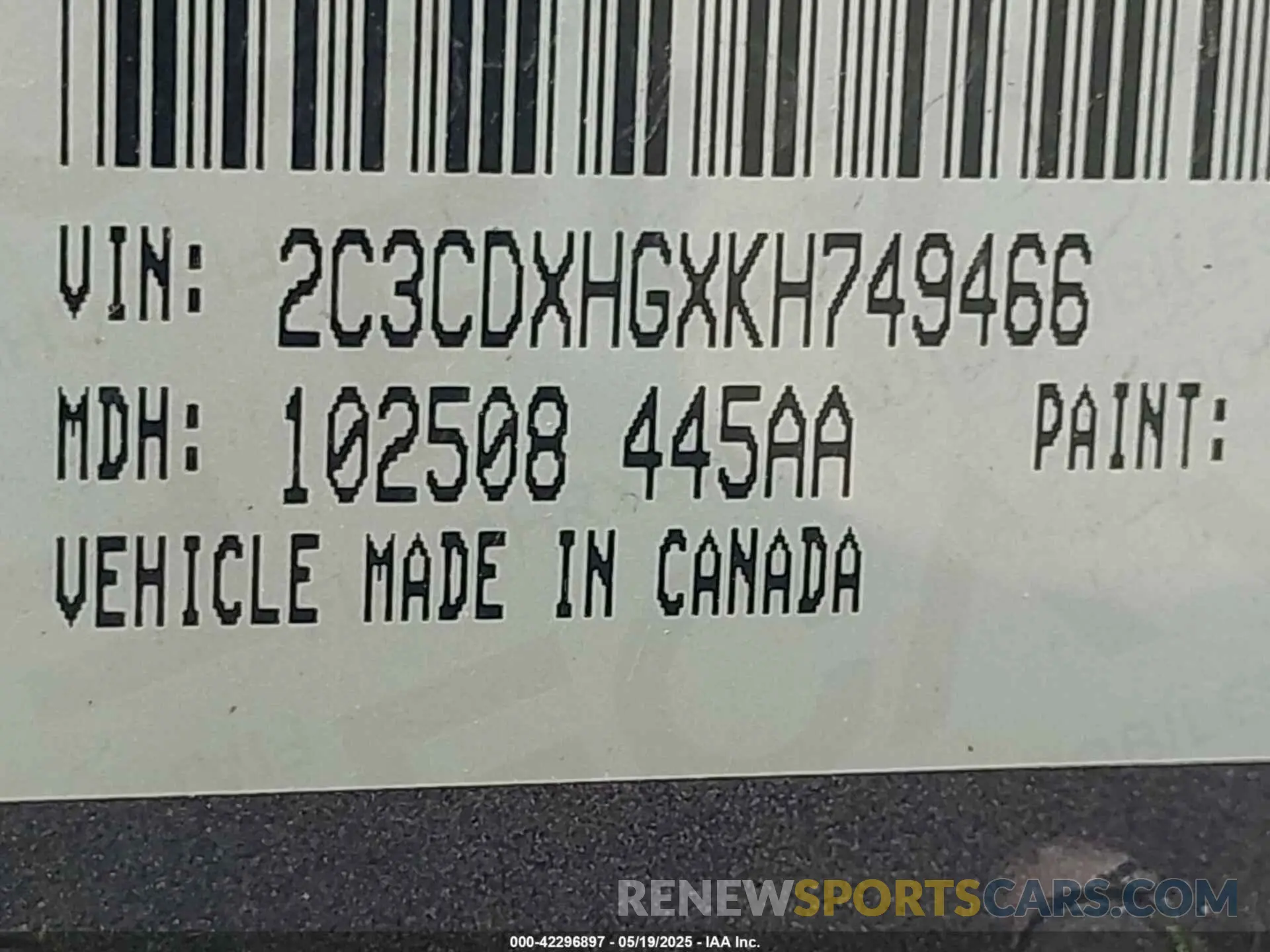 9 Photograph of a damaged car 2C3CDXHGXKH749466 DODGE CHARGER 2019