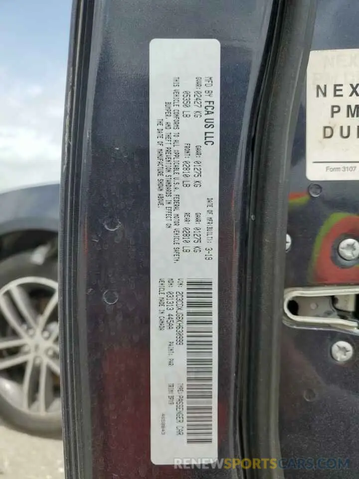 13 Photograph of a damaged car 2C3CDXJG6KH630999 DODGE CHARGER 2019