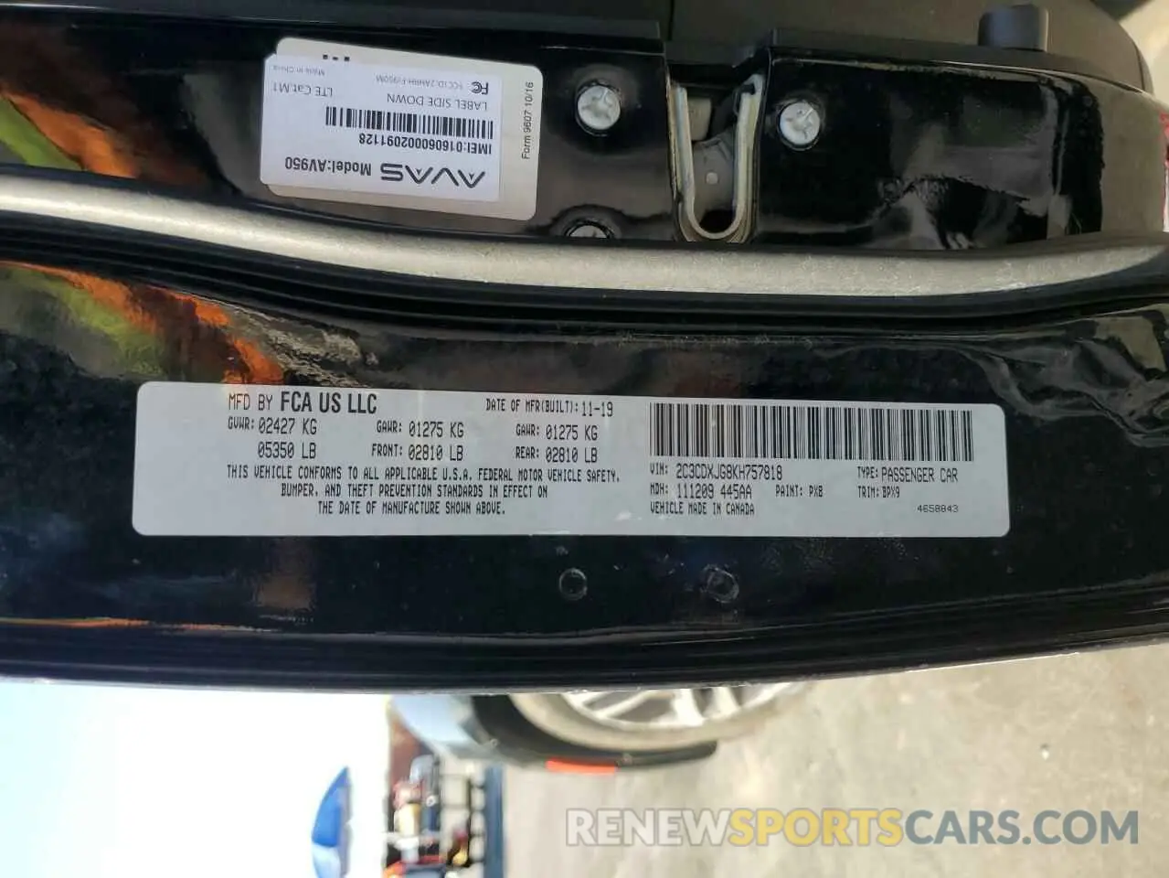 14 Photograph of a damaged car 2C3CDXJG8KH757818 DODGE CHARGER 2019