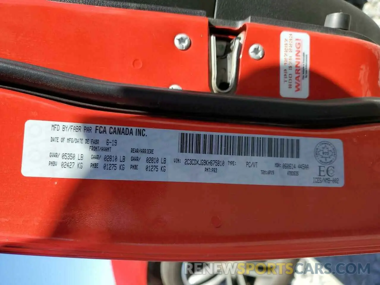 12 Photograph of a damaged car 2C3CDXJG9KH675810 DODGE CHARGER 2019