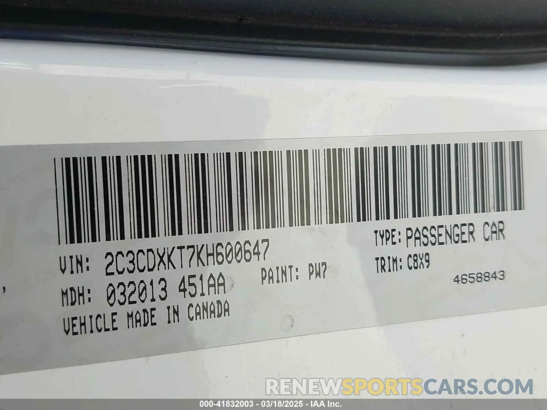 9 Photograph of a damaged car 2C3CDXKT7KH600647 DODGE CHARGER 2019