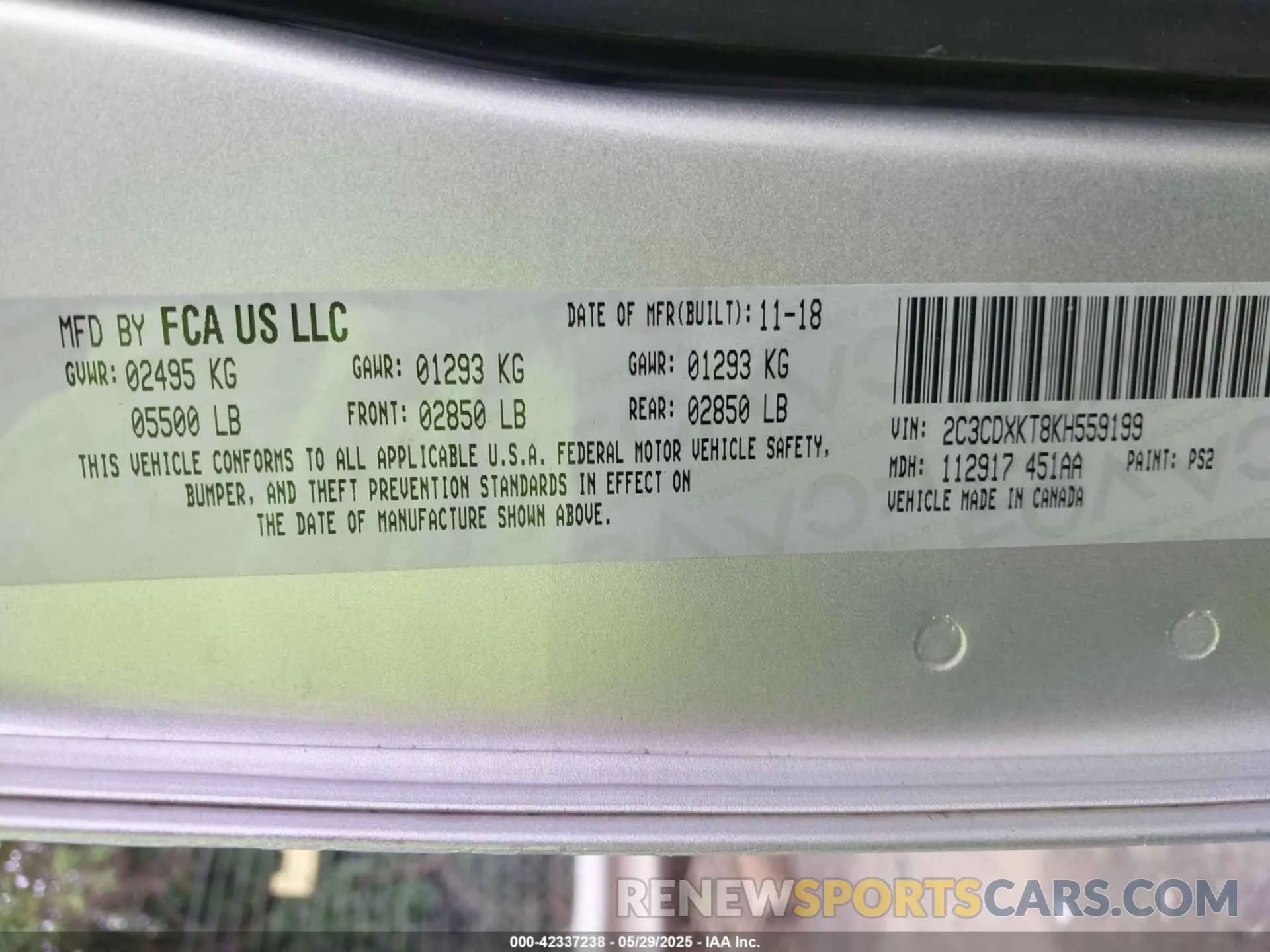 9 Photograph of a damaged car 2C3CDXKT8KH559199 DODGE CHARGER 2019