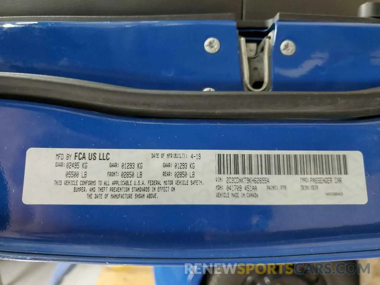 12 Photograph of a damaged car 2C3CDXKT9KH626554 DODGE CHARGER 2019