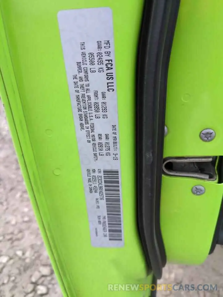 12 Photograph of a damaged car 2C3CDXL96KH625736 DODGE CHARGER 2019