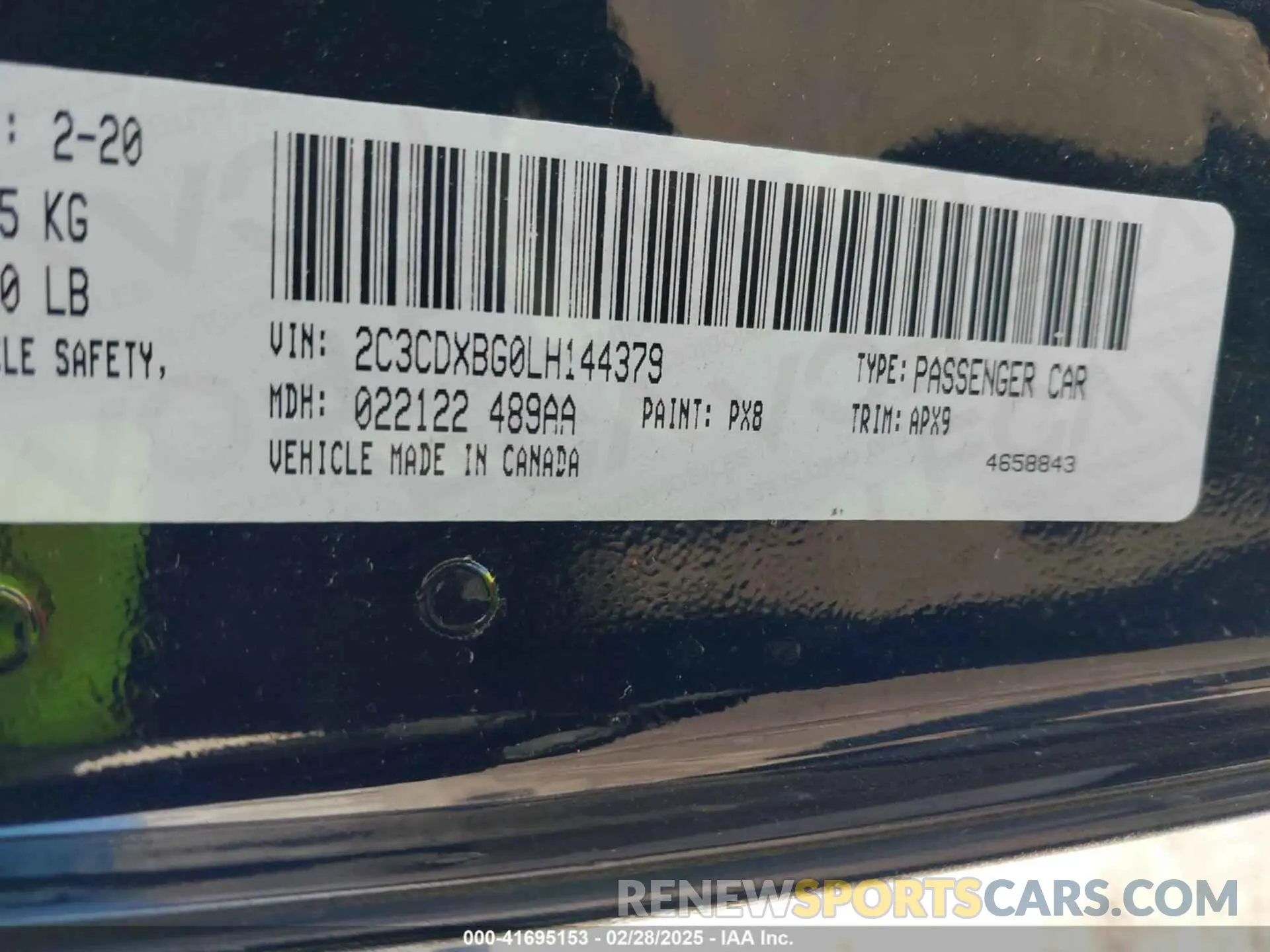 9 Photograph of a damaged car 2C3CDXBG0LH144379 DODGE CHARGER 2020
