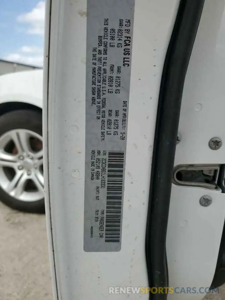 13 Photograph of a damaged car 2C3CDXBG1LH163331 DODGE CHARGER 2020