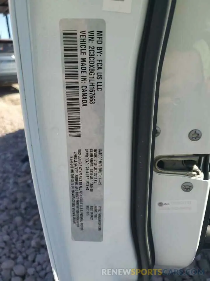 12 Photograph of a damaged car 2C3CDXBG1LH167668 DODGE CHARGER 2020