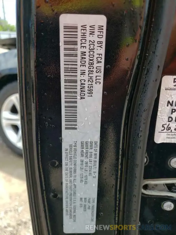 13 Photograph of a damaged car 2C3CDXBG8LH215991 DODGE CHARGER 2020