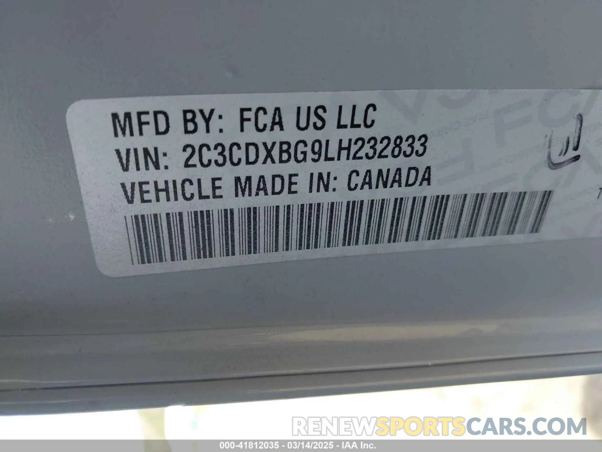 9 Photograph of a damaged car 2C3CDXBG9LH232833 DODGE CHARGER 2020